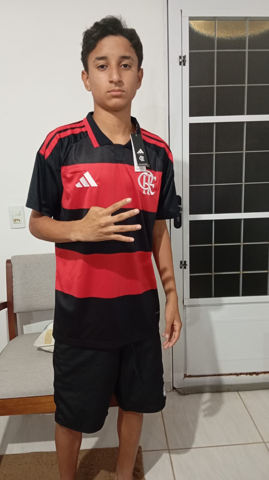 camisa flamengo home torcedor 26-27 masculino - vermelho e preto